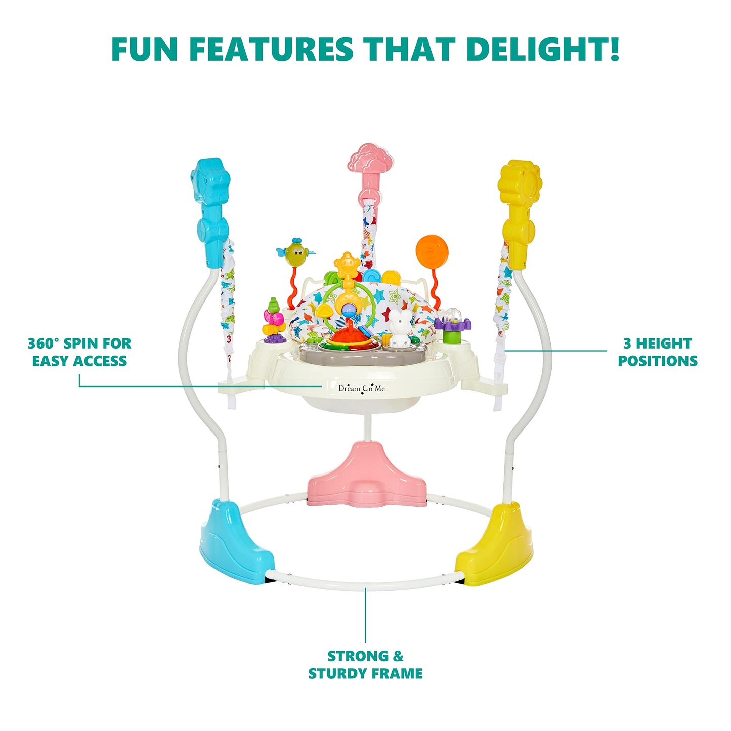 Sturdy base and frame of Dream On Me Zany activity center