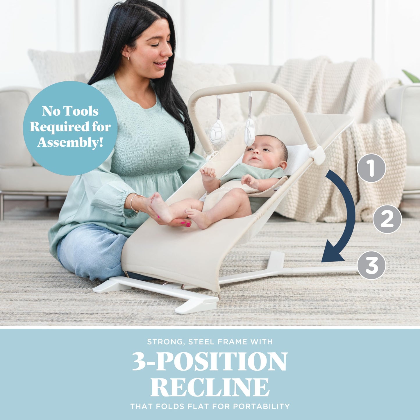 Baby Delight Alpine Deluxe bouncer lifestyle setting in nursery