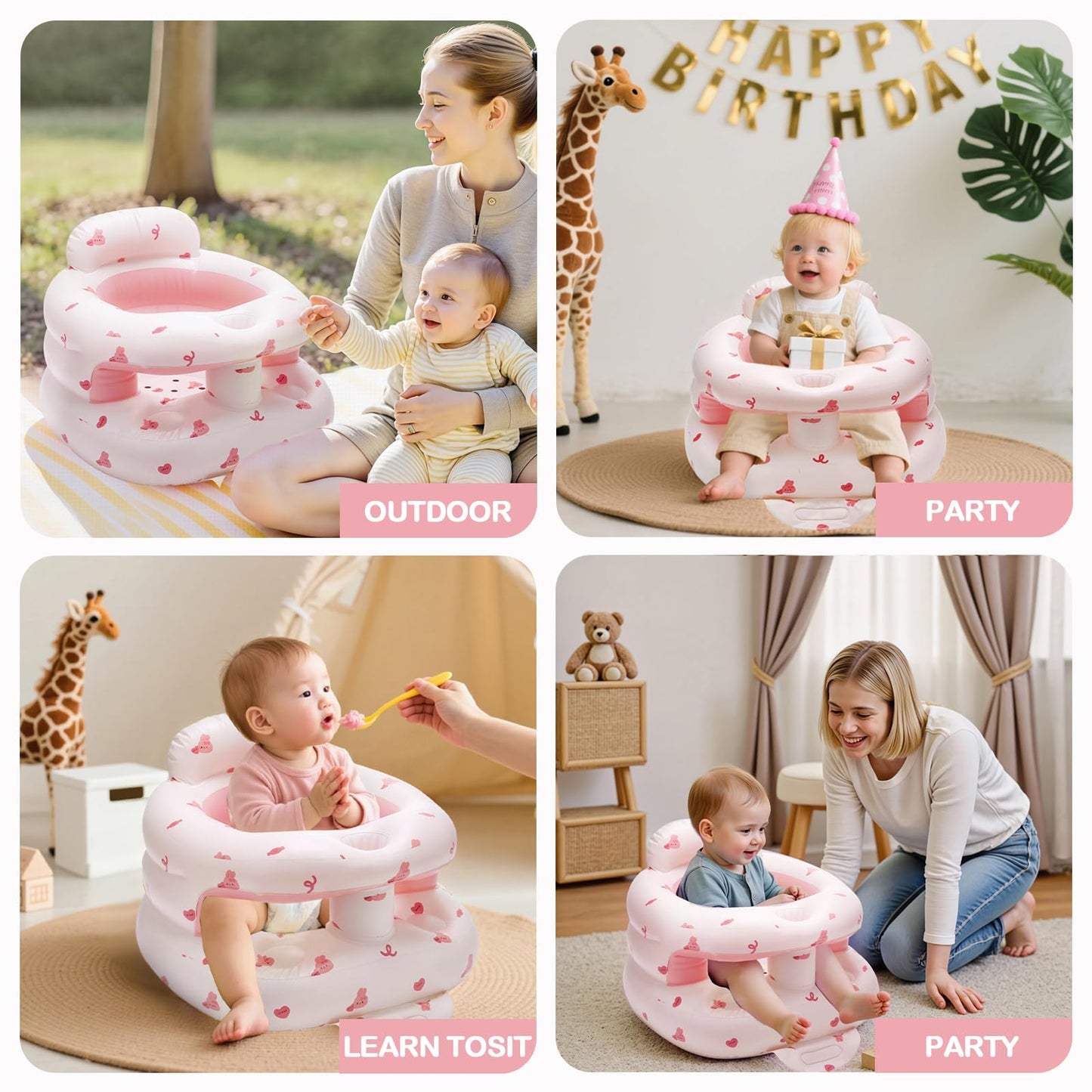 Pozmtiore portable baby seat folded for travel storage