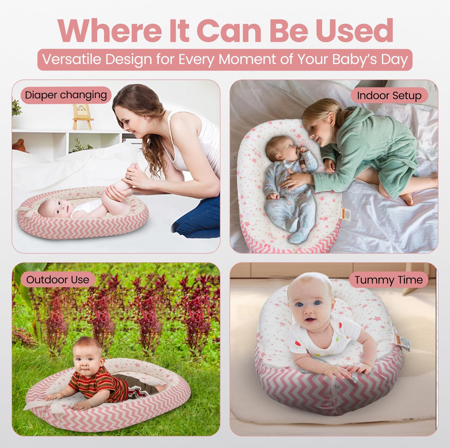 Folded portable baby lounger for travel convenience