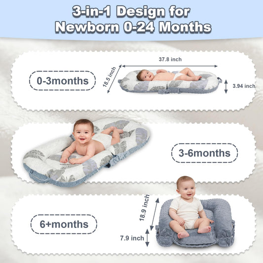 JSTPRO infant lounger showing dual-sided cotton and velvet fabric