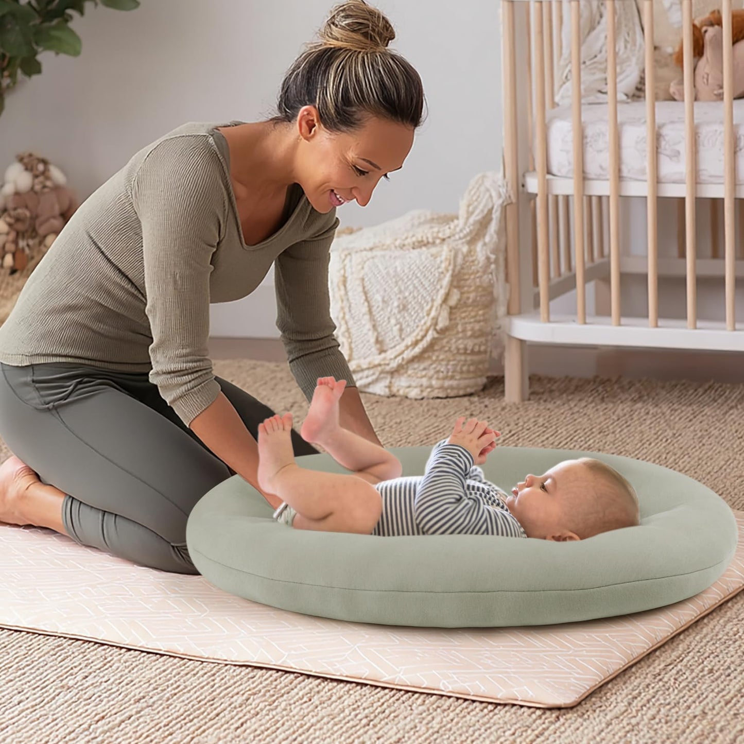 Happle Sunny baby lounger shown in a modern home setting