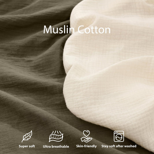 Guruixu dark olive and cream muslin baby lounger covers