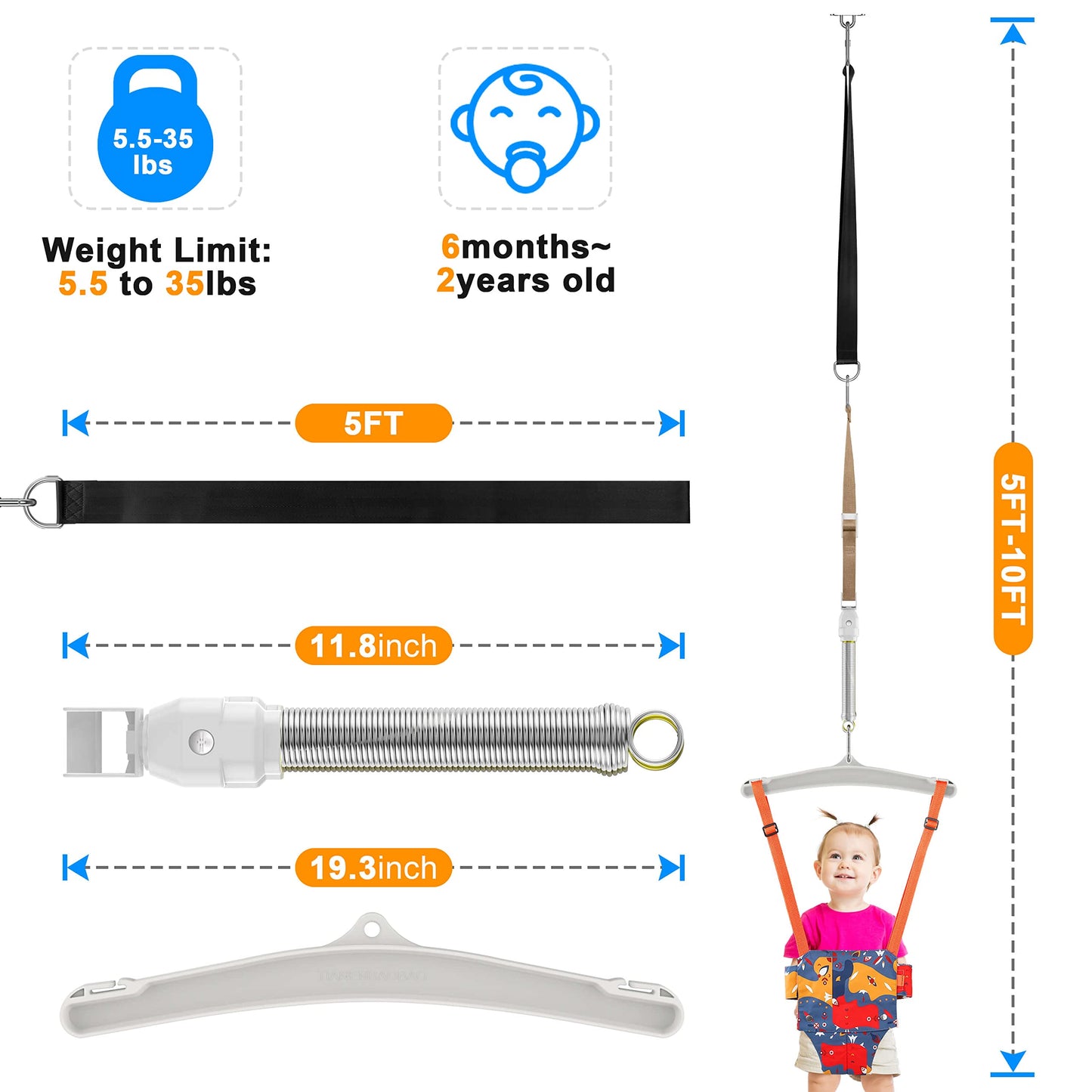 Package components of Tubagou infant jumping swing