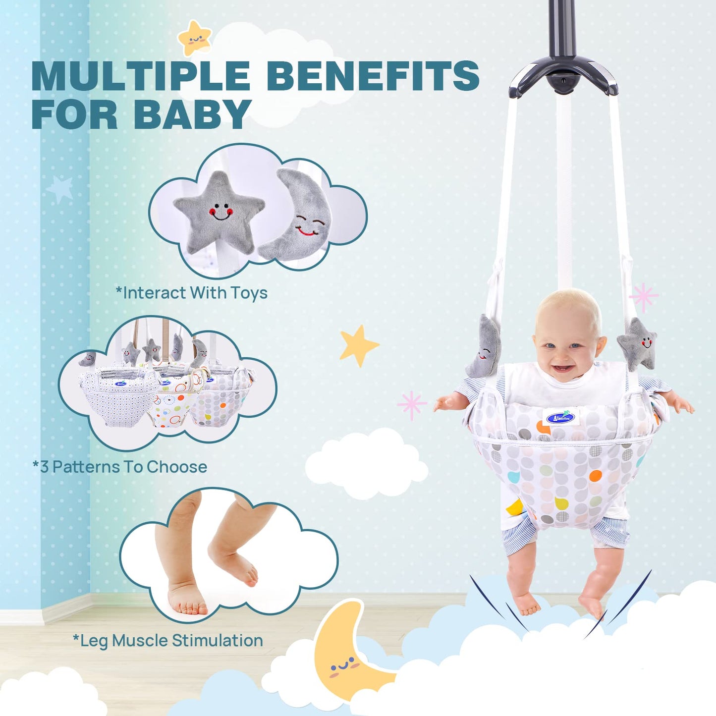 Dark grey AiBeeYou baby jumper components for assembly