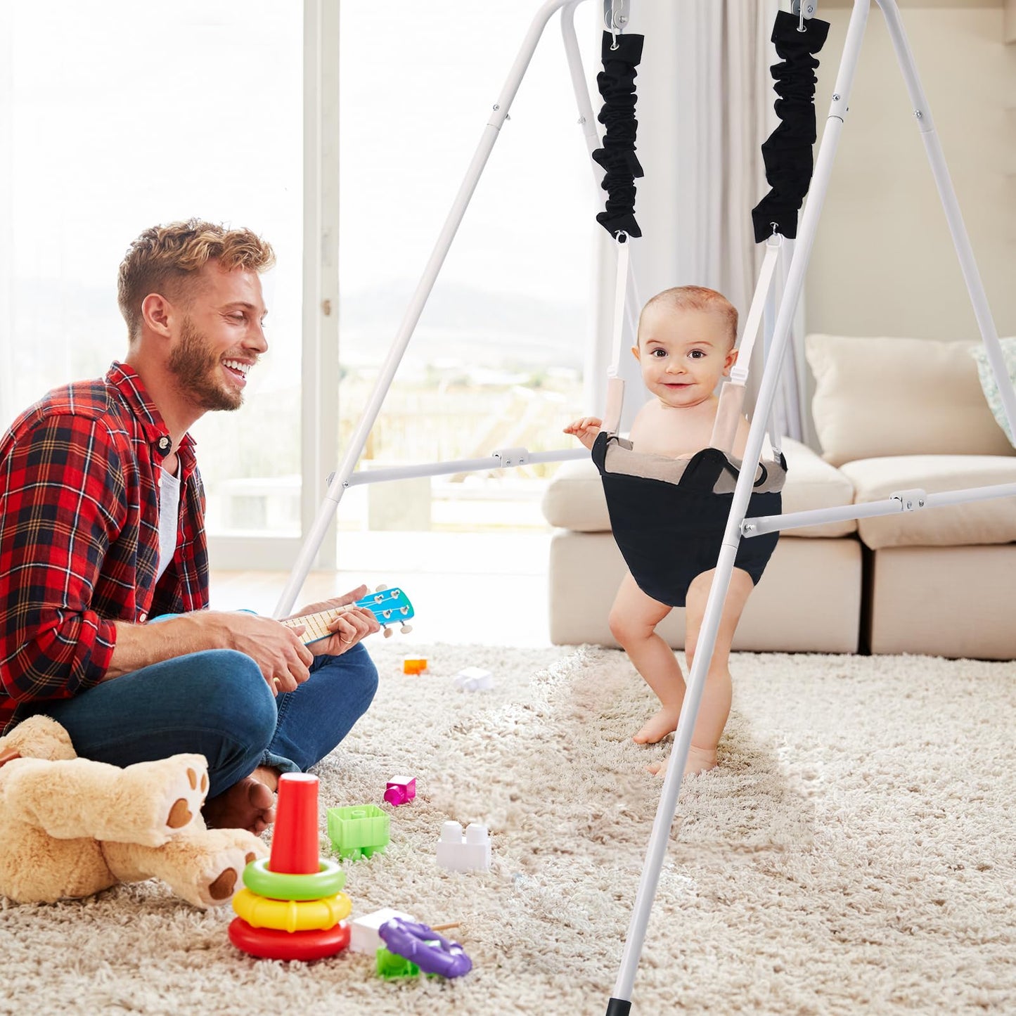 Hapfan upgraded playset assembled outdoors on a backyard lawn