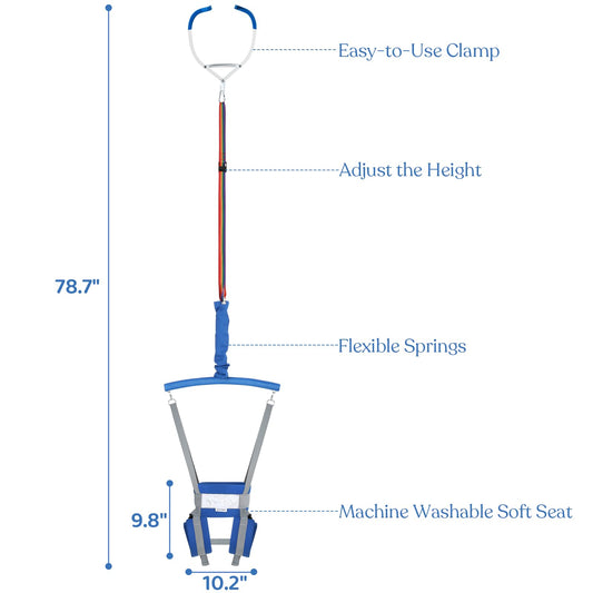 Side view of Slevoo infant bouncer for doorway
