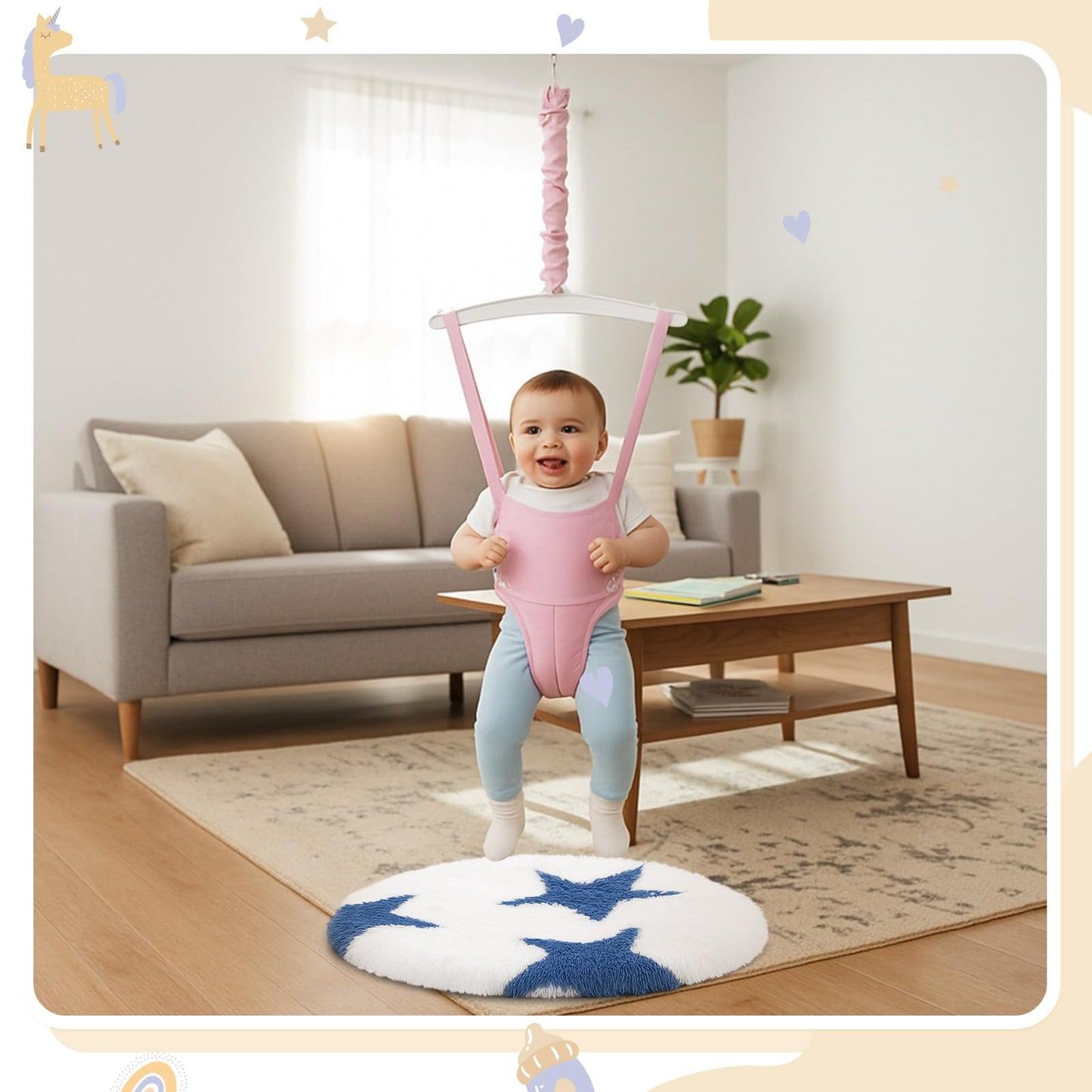 Machine washable baby jumper rug detail