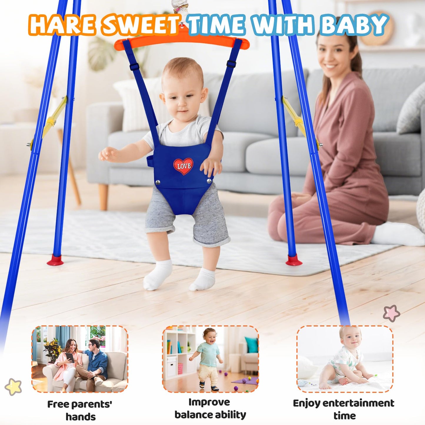Compactly folded Qiqidog baby jumper for storage