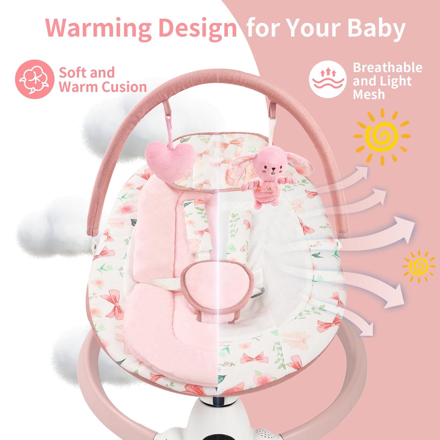 Suihuooo portable baby swing set up in an indoor nursery setting