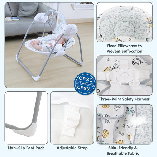 Furmubei infant swing foldable metal frame