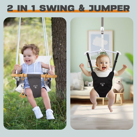Folded white metal frame of toddler swing set illustrating compact space saving storage