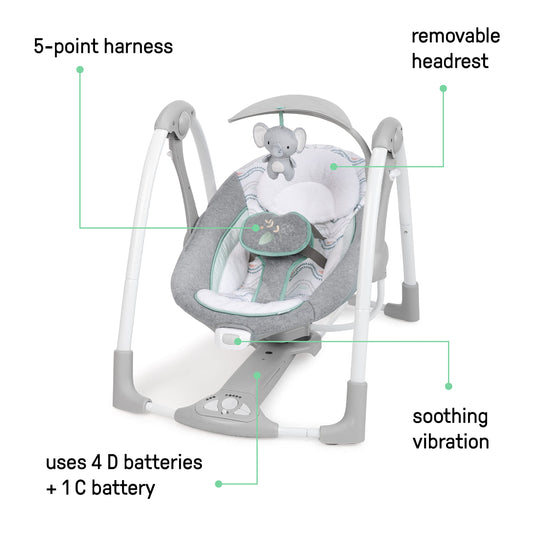 Ingenuity ConvertMe baby swing folded for travel