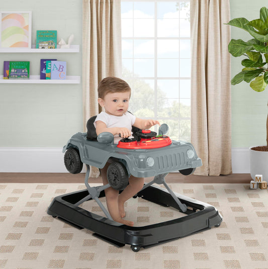 Grey Jeep Wrangler baby walker steering wheel detail