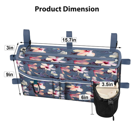 Finpac walker bag showing six storage pockets and cup holder