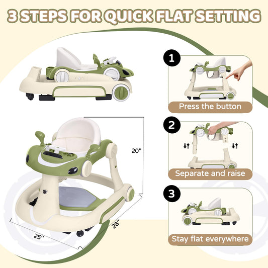 Folded Lerrutue baby walker for compact storage