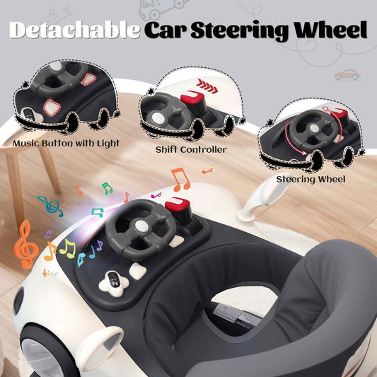 Foldable Lerrutue baby walker showing adjustable height mechanism