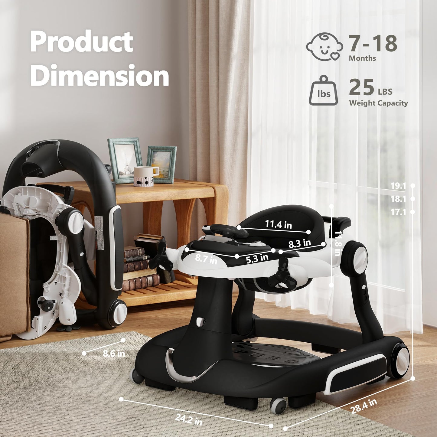 Baby playing in the Kinder King 8-in-1 activity center