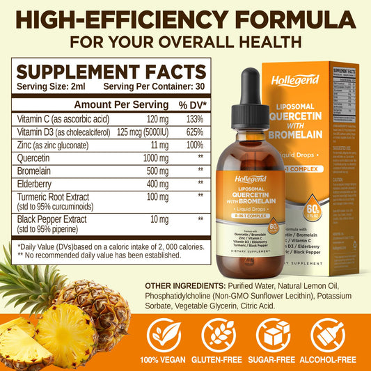 Hollegend immune support liquid supplement bottle 2 fluid ounces