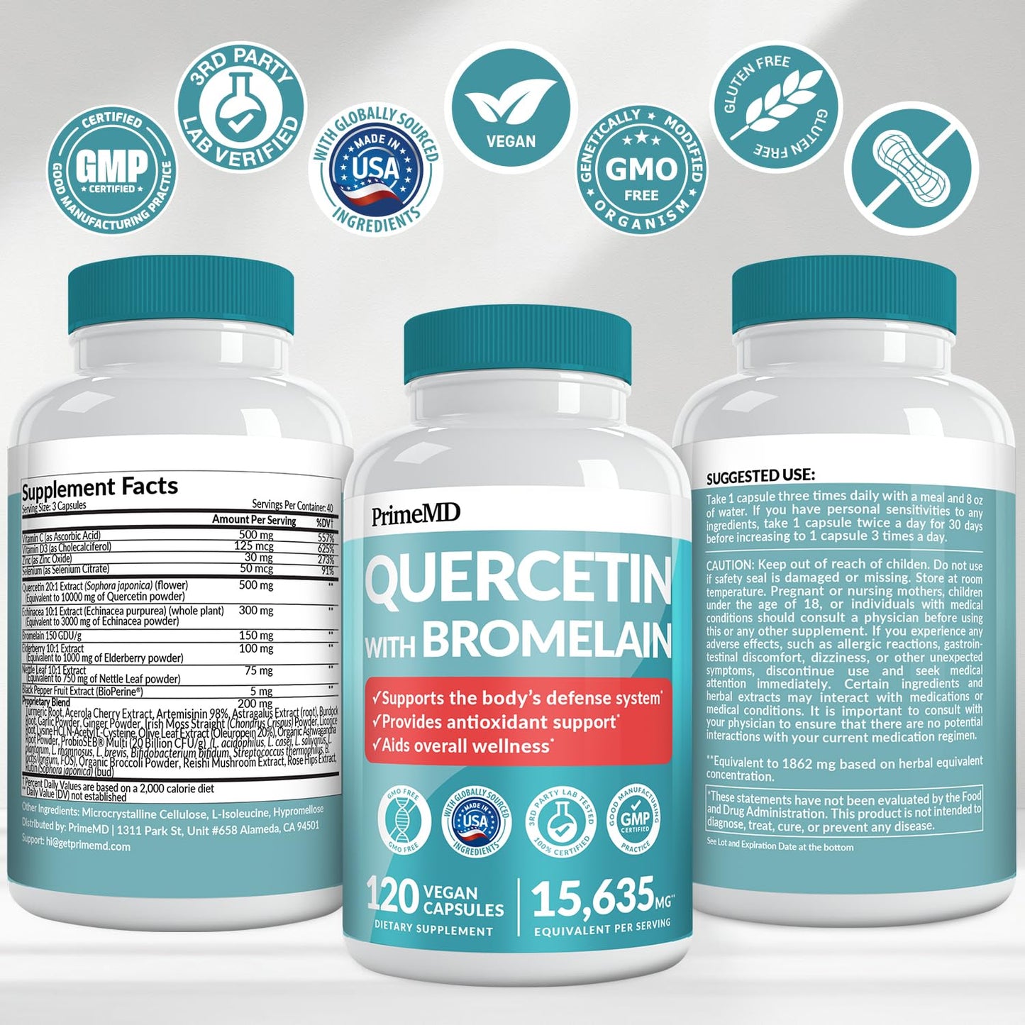 Side view of PrimeMD immune defense capsules 120 count
