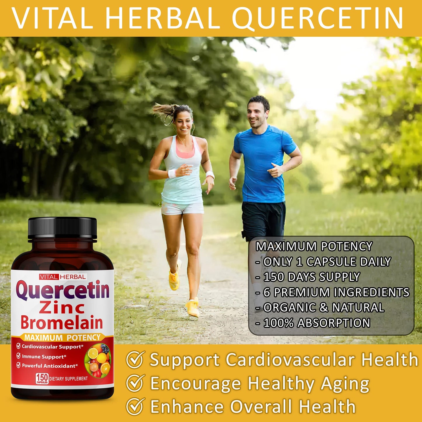 HonLena Quercetin 98 Percent 150 Capsules top view