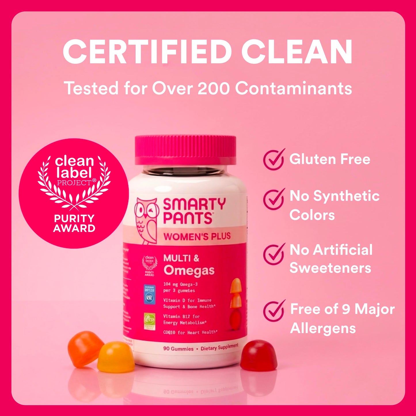 Premium imported SmartyPants brand women's vitamins displayed on a clean background