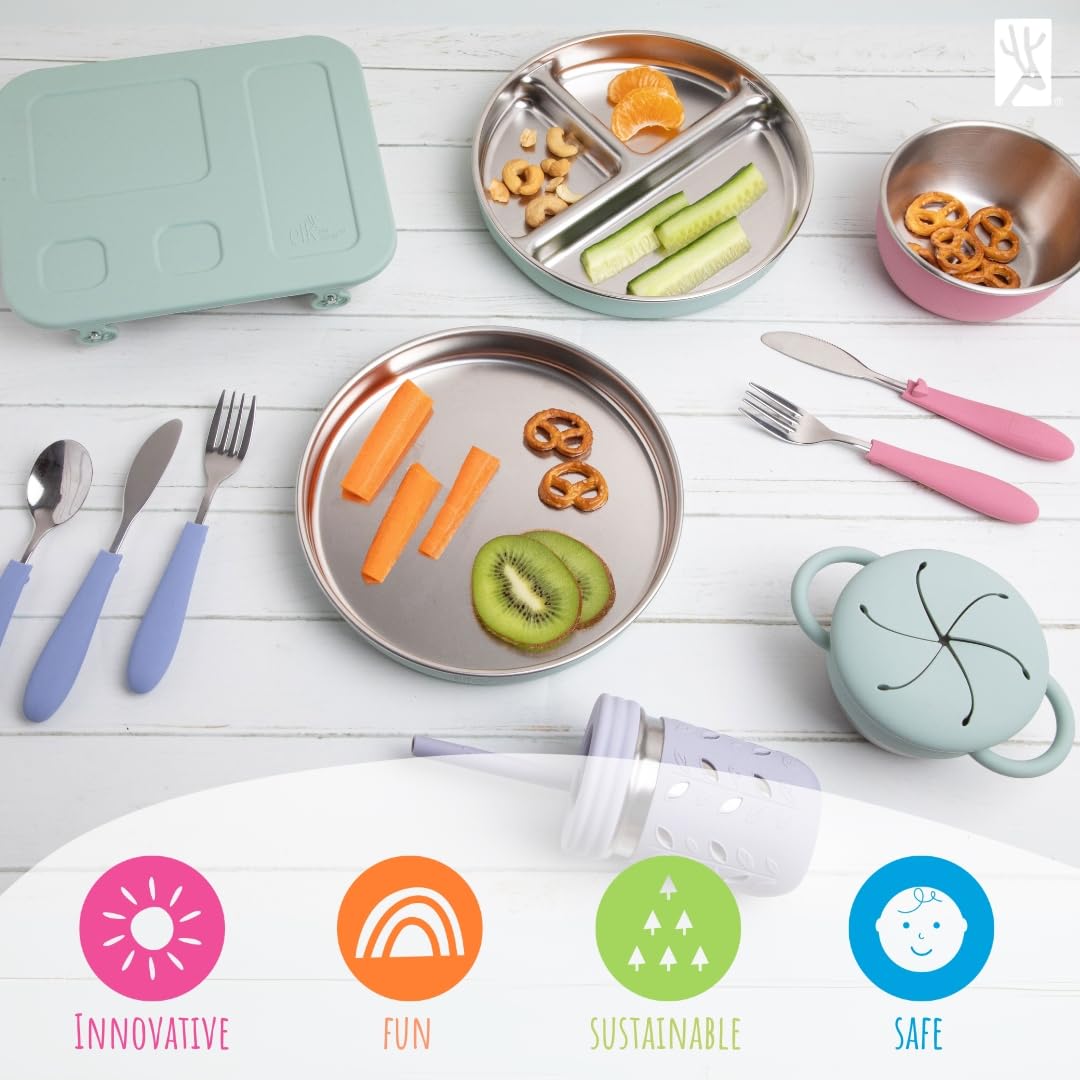 Components of Elk and Friends snack cup showing removable lids
