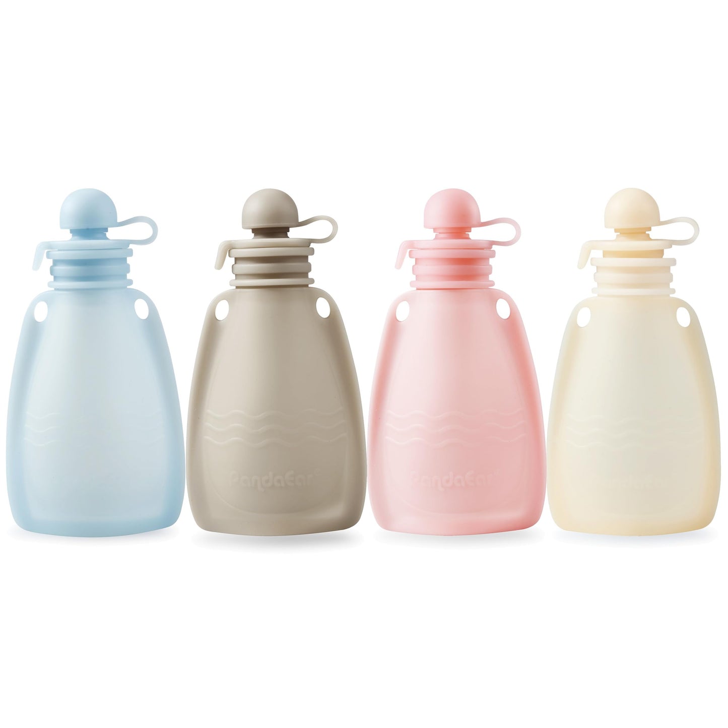 PandaEar BPA free silicone pouches arranged for storage