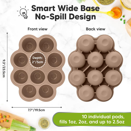 KeaBabies silicone baby food storage tray showing 10 individual pods