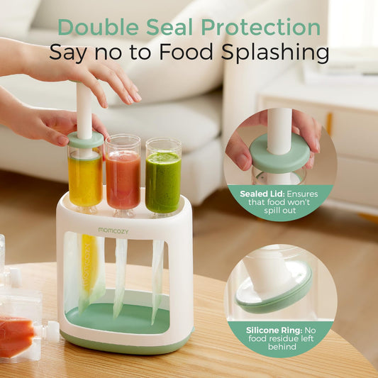 Momcozy pouch filling station with three tubes