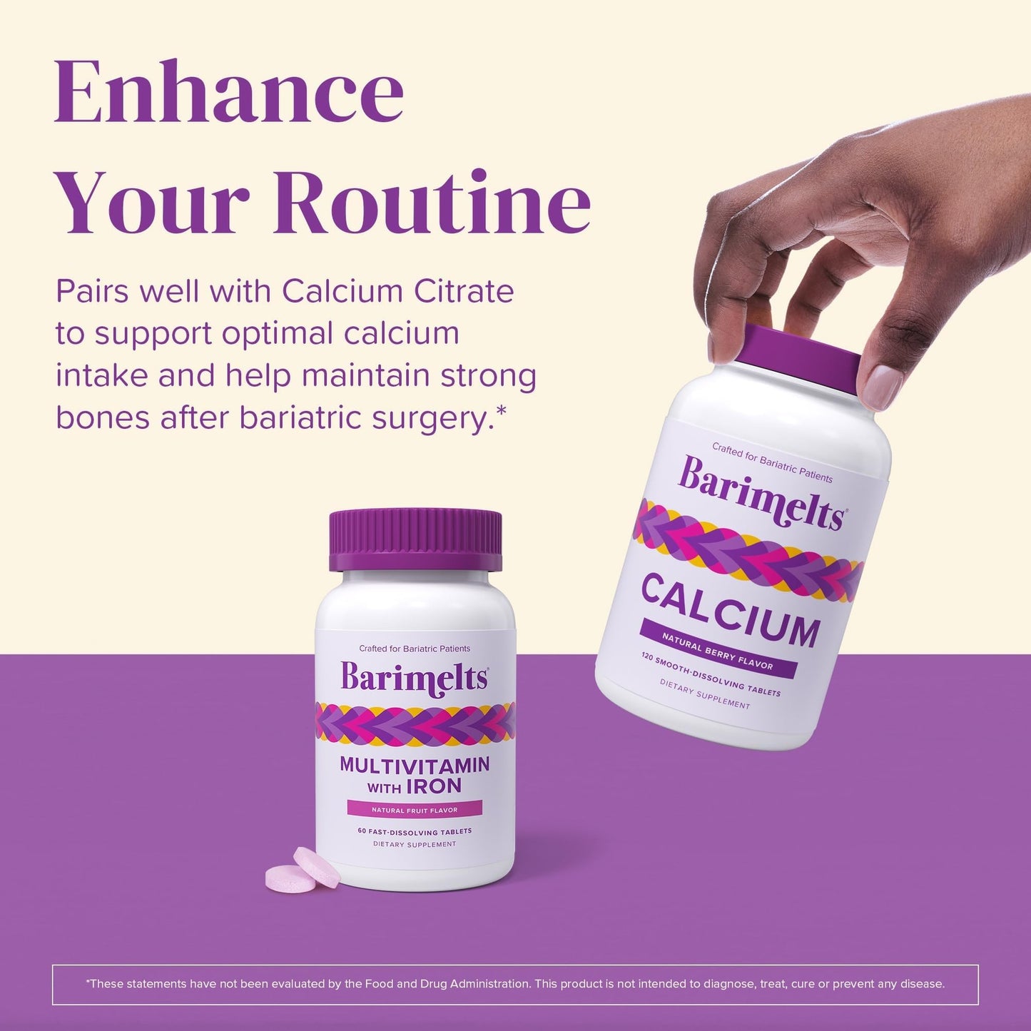 BariMelts fast dissolving tablets bariatric health supplement packaging back