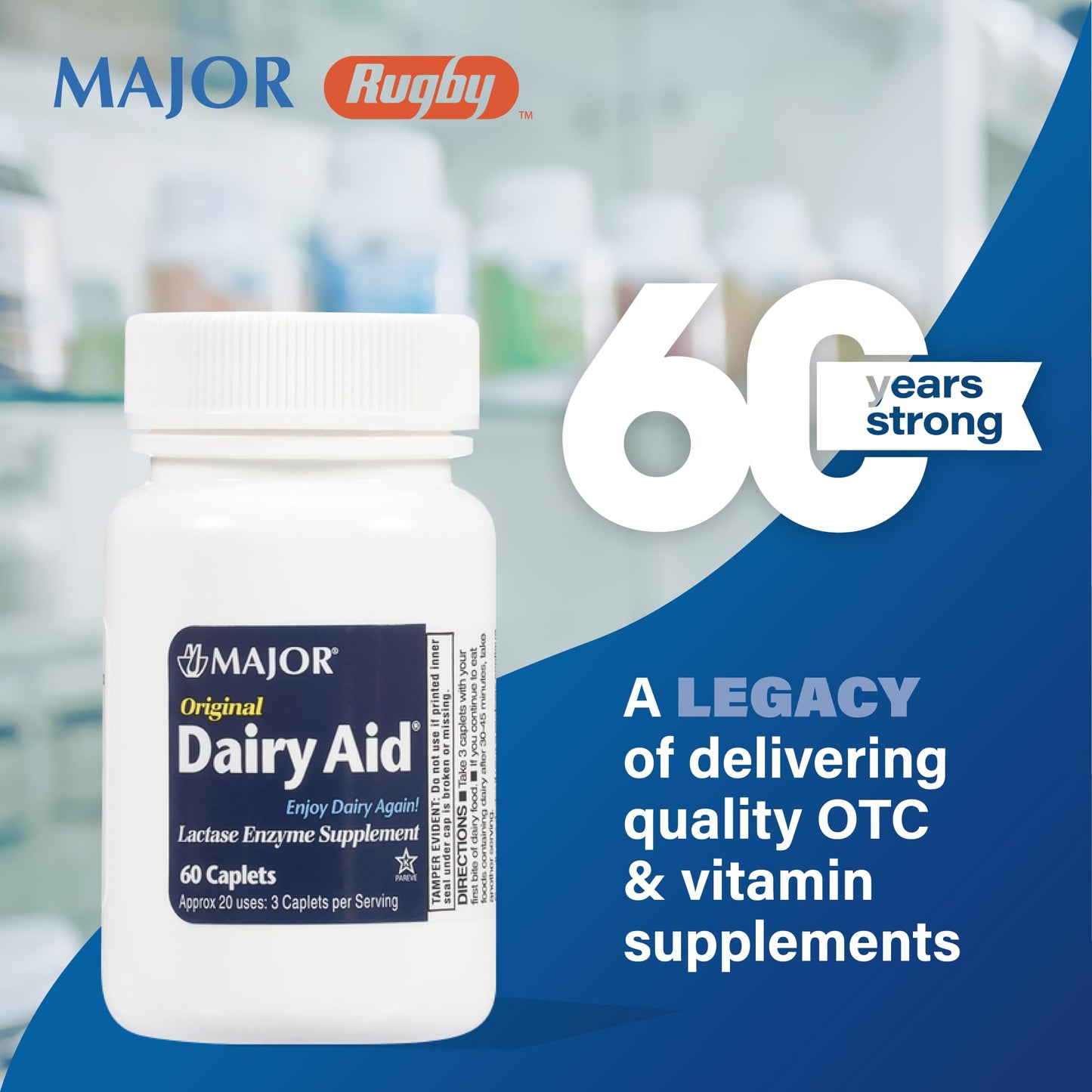 Easy to swallow MAJOR lactase enzyme caplets for managing lactose intolerance in India.