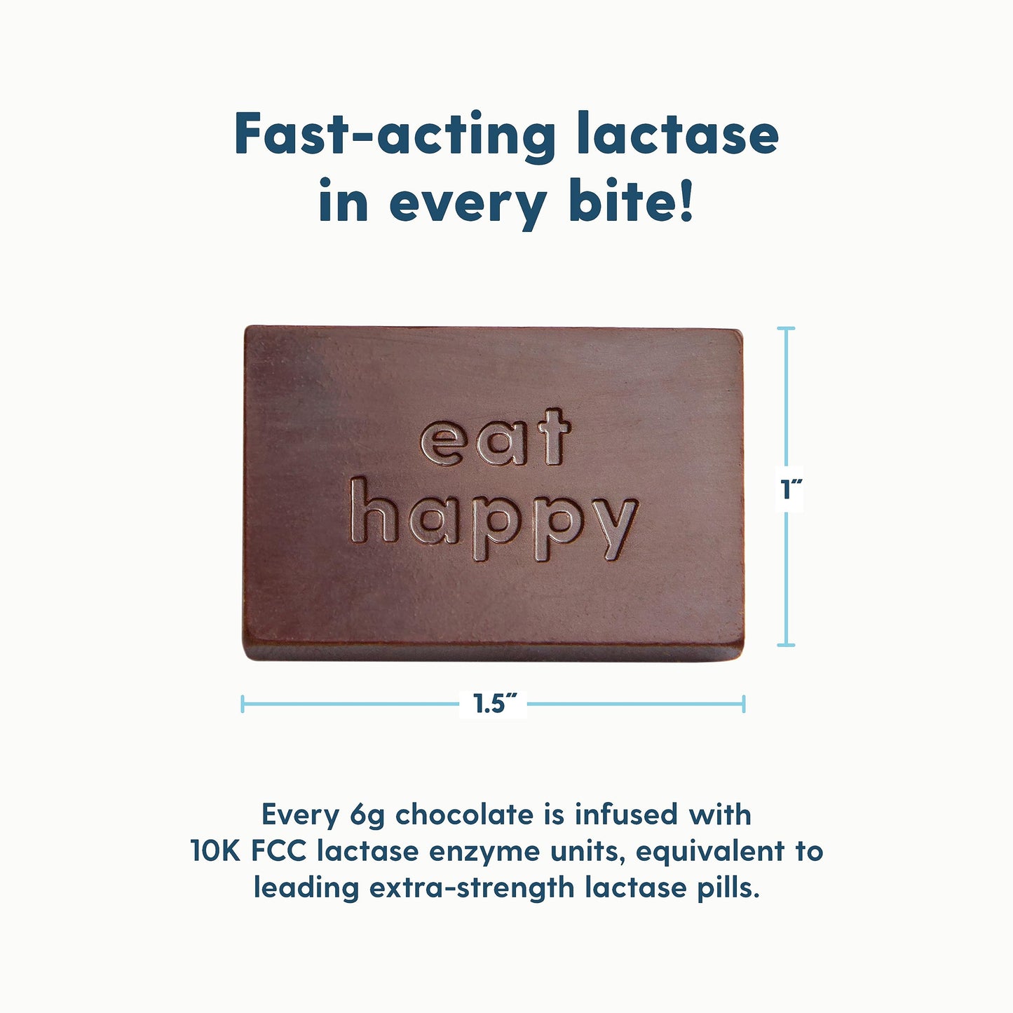 Happy Cow non GMO and gluten free dark chocolate lactase enzyme supplement close up view