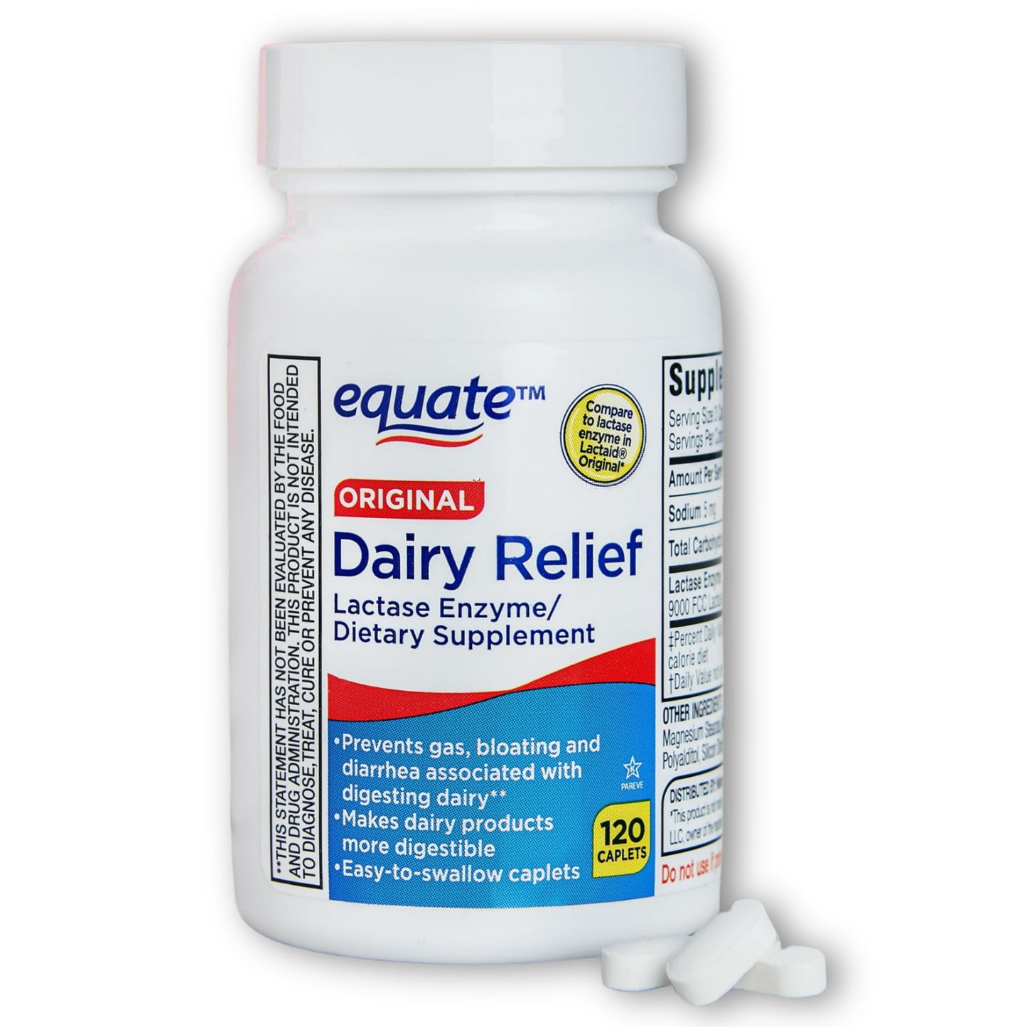 Authentic Fusion Shop Store Dairy Relief 120 tablets showing clear expiry date and batch code details.