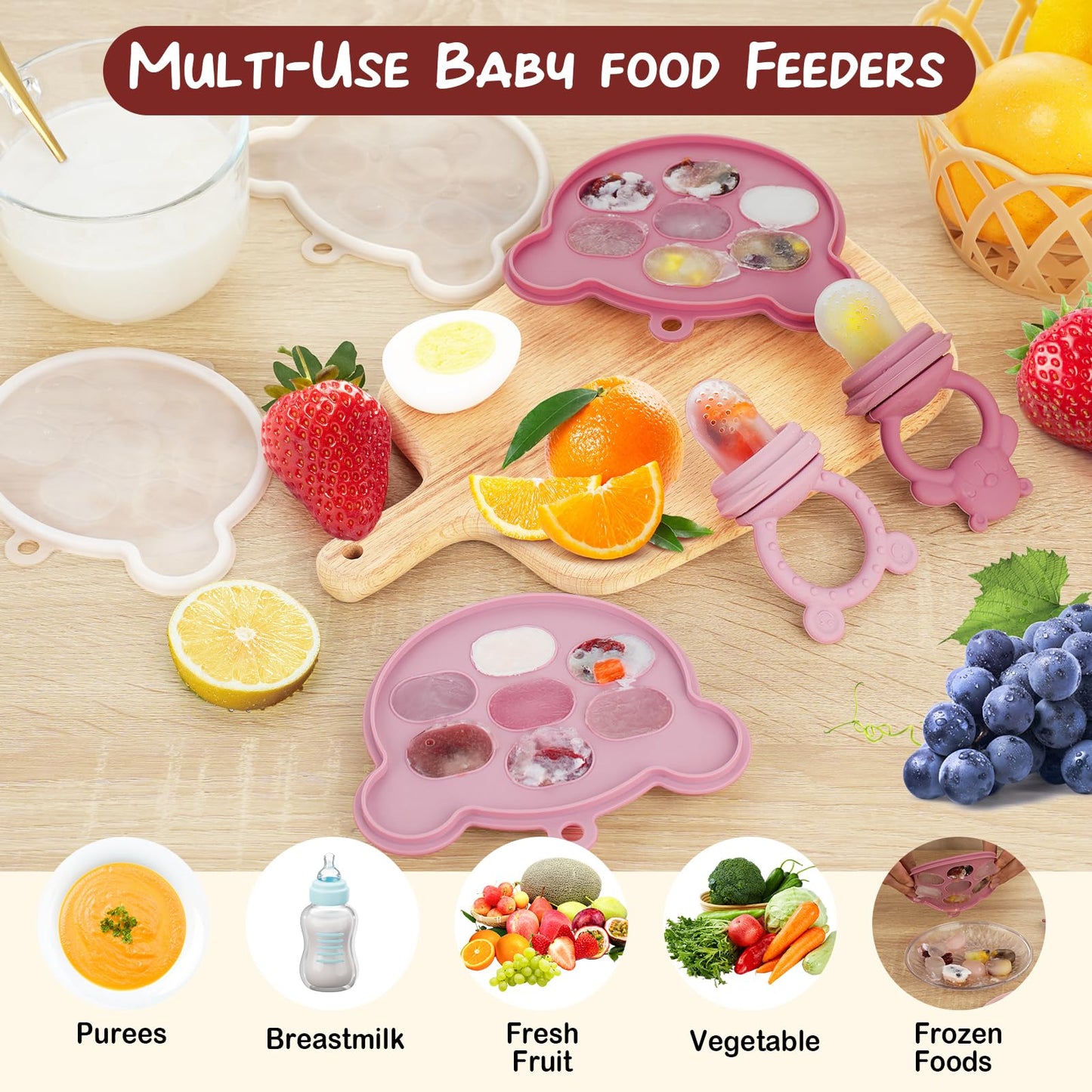 Baby enjoying fresh fruit using Wajiayon silicone feeder