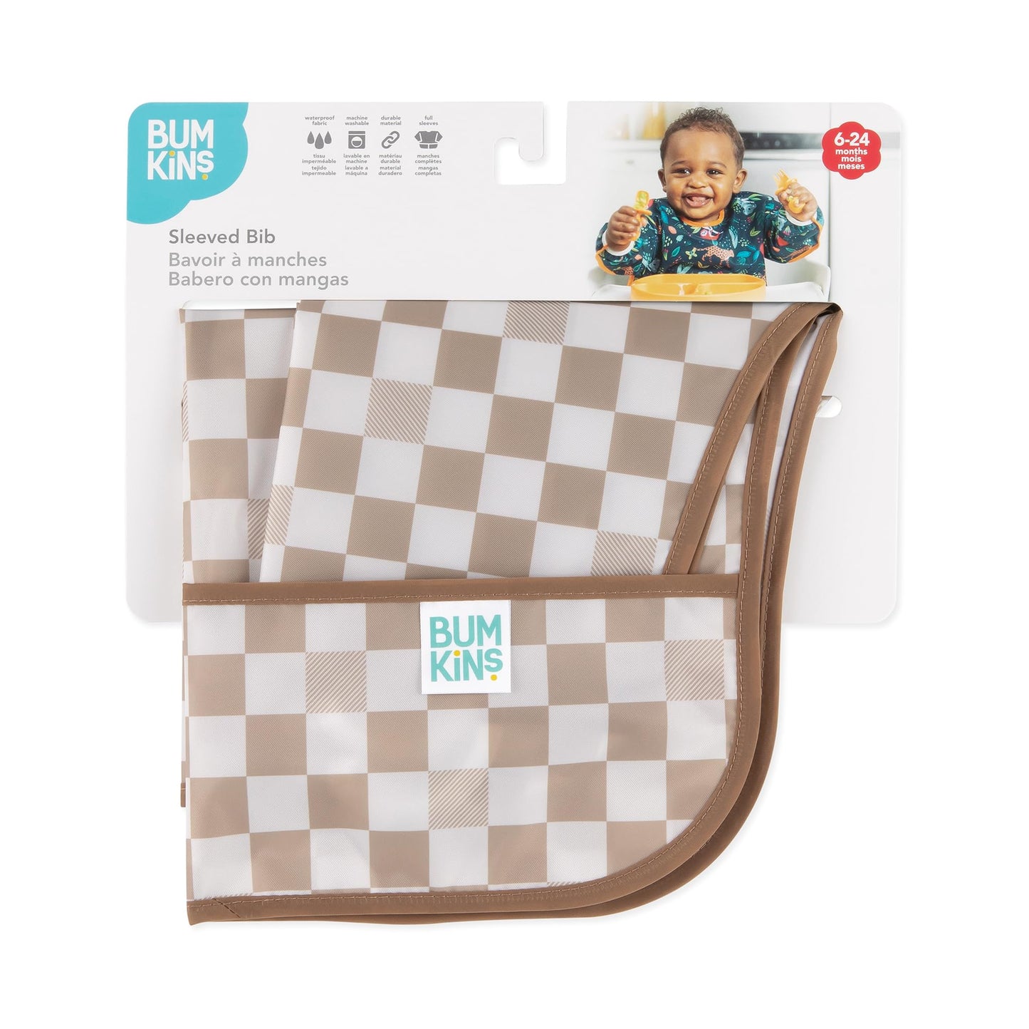 Bumkins baby bib folded for easy storage and travel