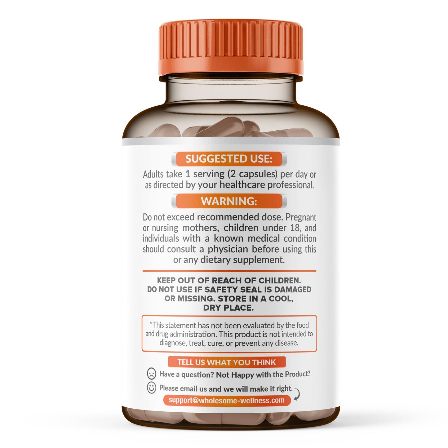 Side view of Wholesome Wellness Liposomal Vitamin C highlighting full 100 day supply features