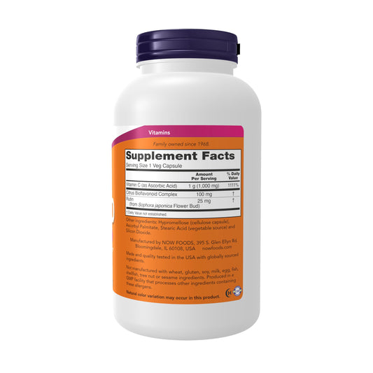 NOW Foods C-1000 with citrus bioflavonoids supplement label showing ingredient transparency