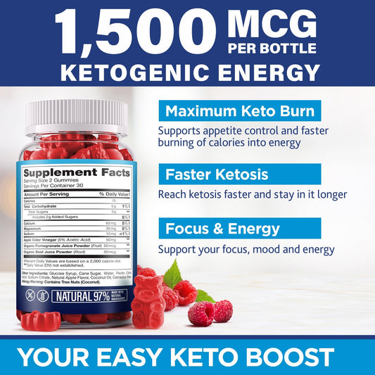Vitalena Nature Extra Strength Keto Burn dietary supplement bottle showing nutrition facts and serving size details.