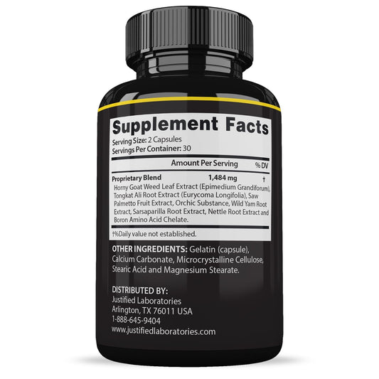 Justified Laboratories Maasalong Advanced Formula supplement facts and ingredients panel detail