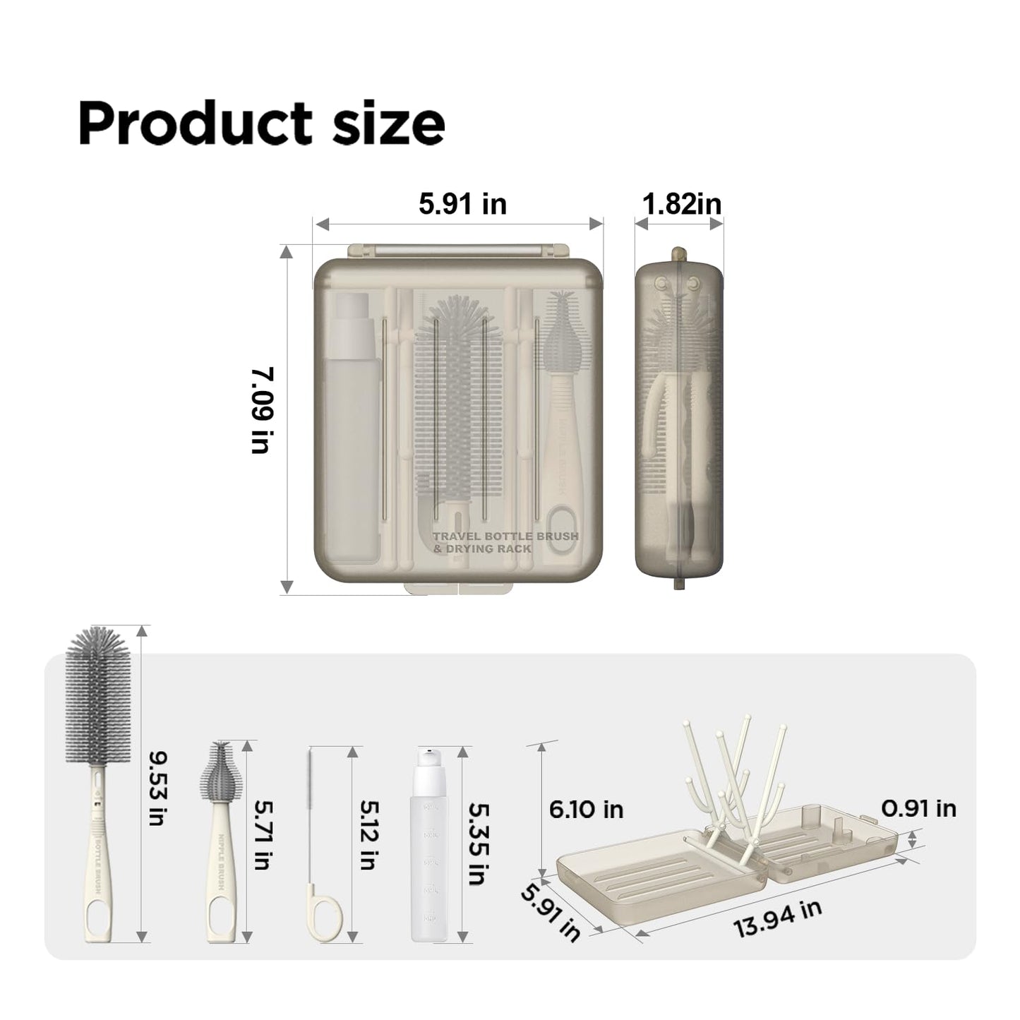 Yotime travel bottle cleaning system showing vertical drying slots