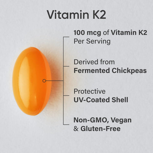 Sports Research Vitamin K2 plant-based dietary supplement label showing nutritional facts and ingredients.
