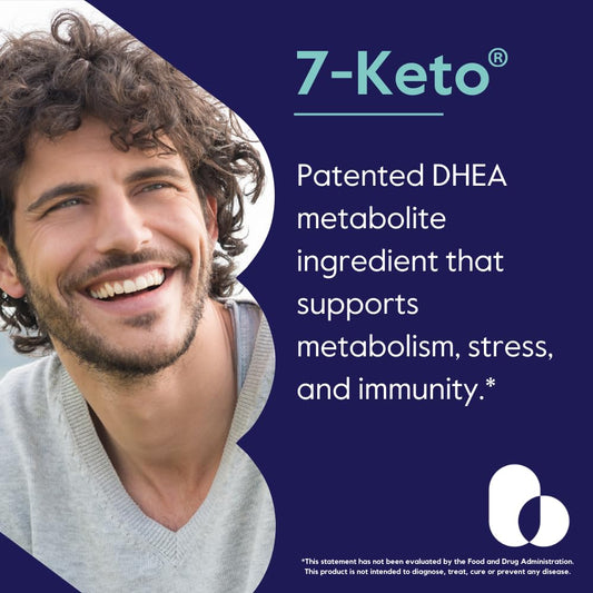 Bestvite 7 Keto DHEA supplement bottle side label showing product highlights and dietary certifications