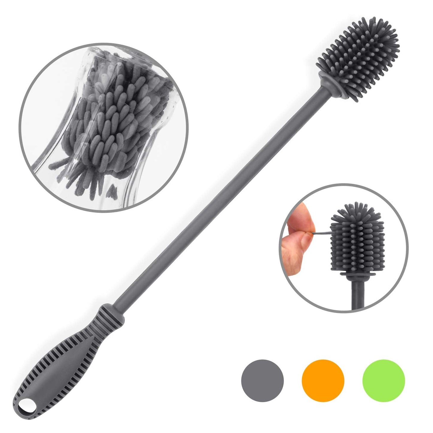 Heat resistant grey silicone brush for kitchen use