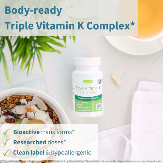 Igennus Triple Vitamin K Complex high potency supplement label showing ingredient distribution