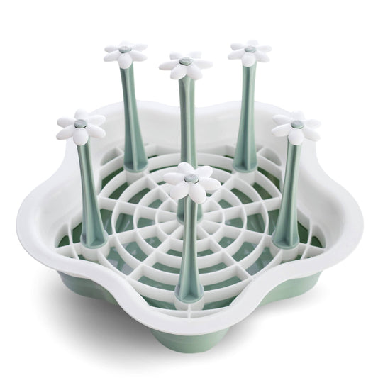 L-Wash bottle drying rack showing removable water drain tray