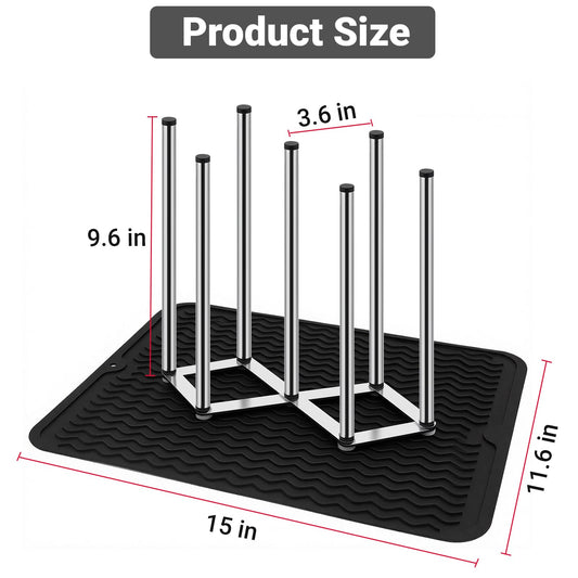 Foldable bottle drying rack showing stainless steel frame details