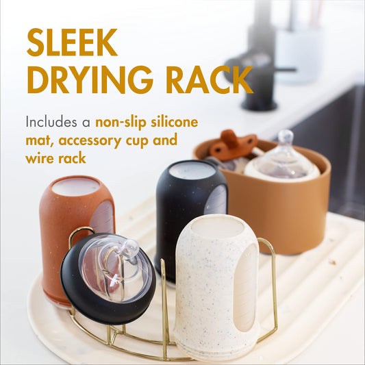 Close up of Boon Arc drying rack accessory cup for pacifiers