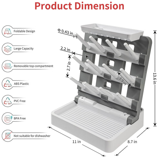 Cinwwni baby bottle organizer holding multiple bottles and pump parts