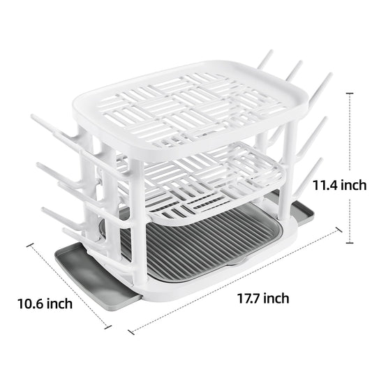Side view of Greendadi bottle drying rack showing 16 prongs